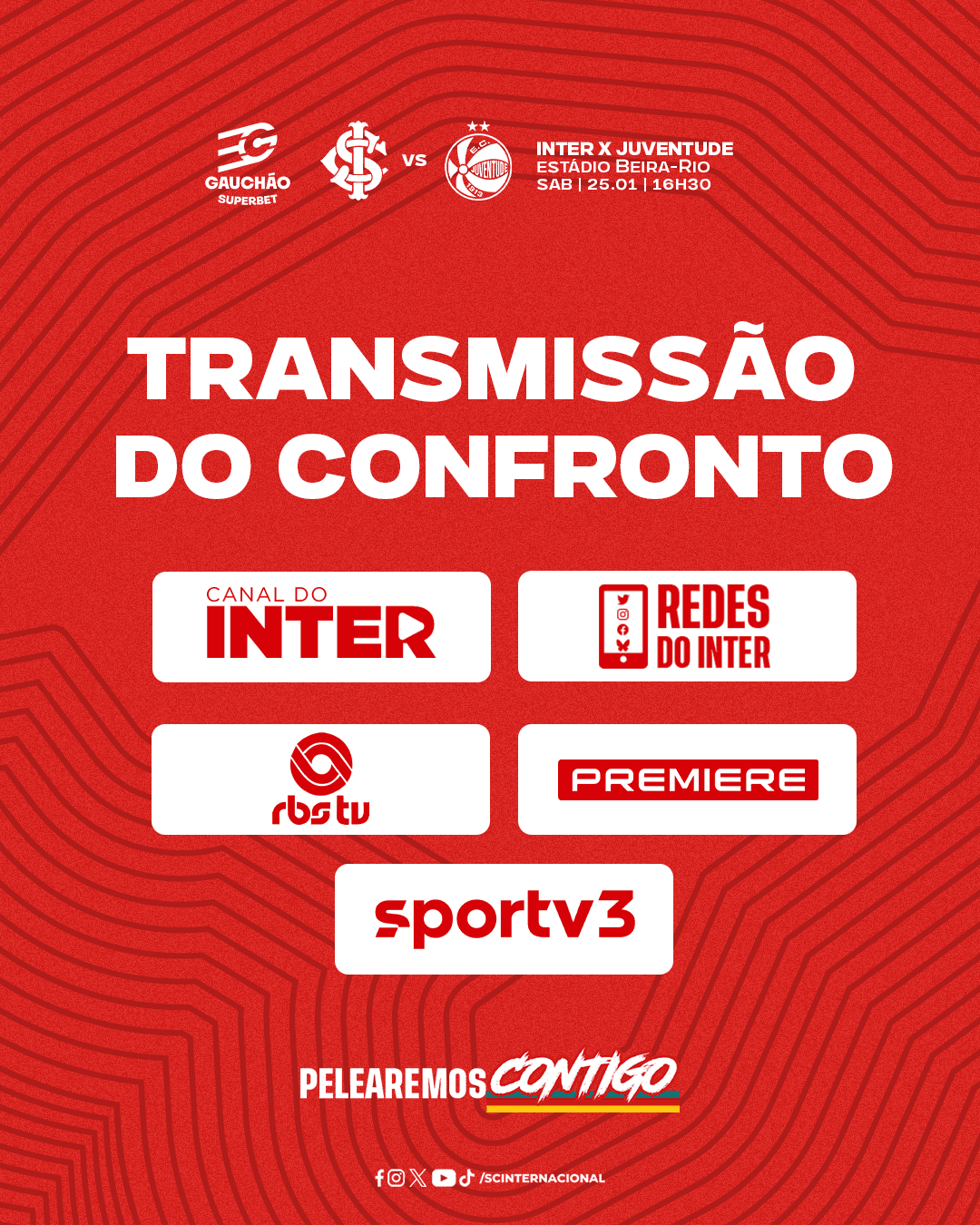 Canal do Inter, RBS TV, Premiere e Sportv transmitem duelo entre Inter e Juventude