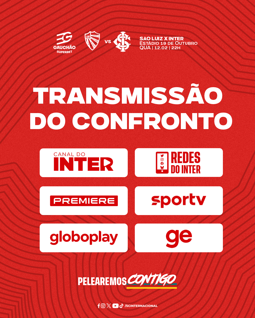 Canal do Inter, SportTV e Premiere anunciam a transmissão de Inter x São Luiz