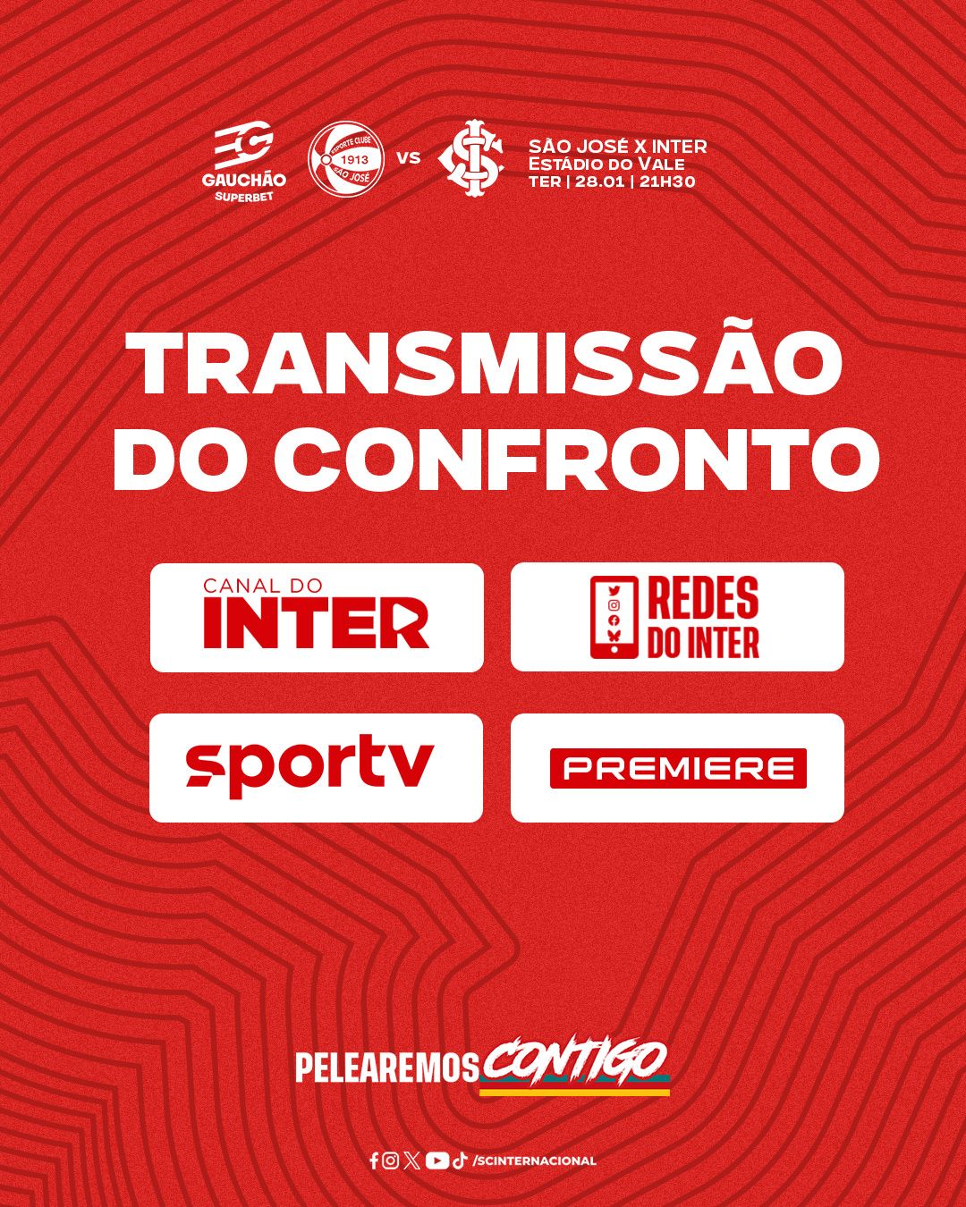 Premiere, Sportv e Canal do Inter transmitem o duelo contra o São José