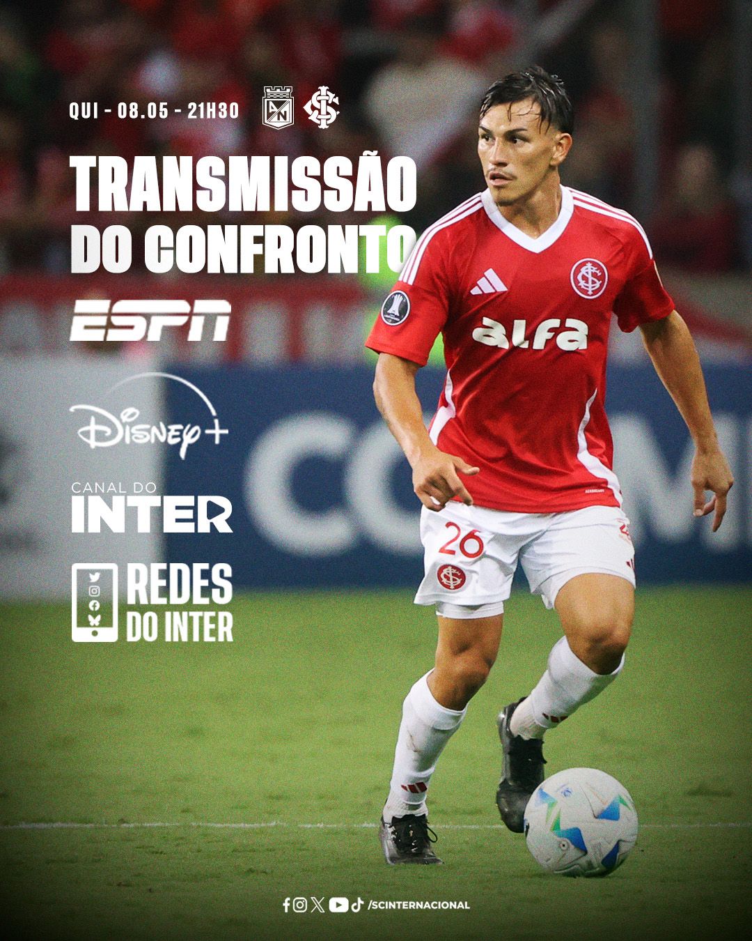 Confira a transmissão para Atlético Nacional-Col e Inter pela Libertadores