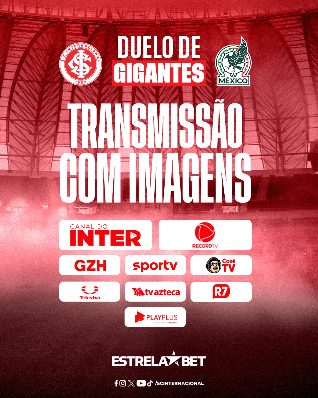 Canal do Inter transmite com imagens a partida contra o México