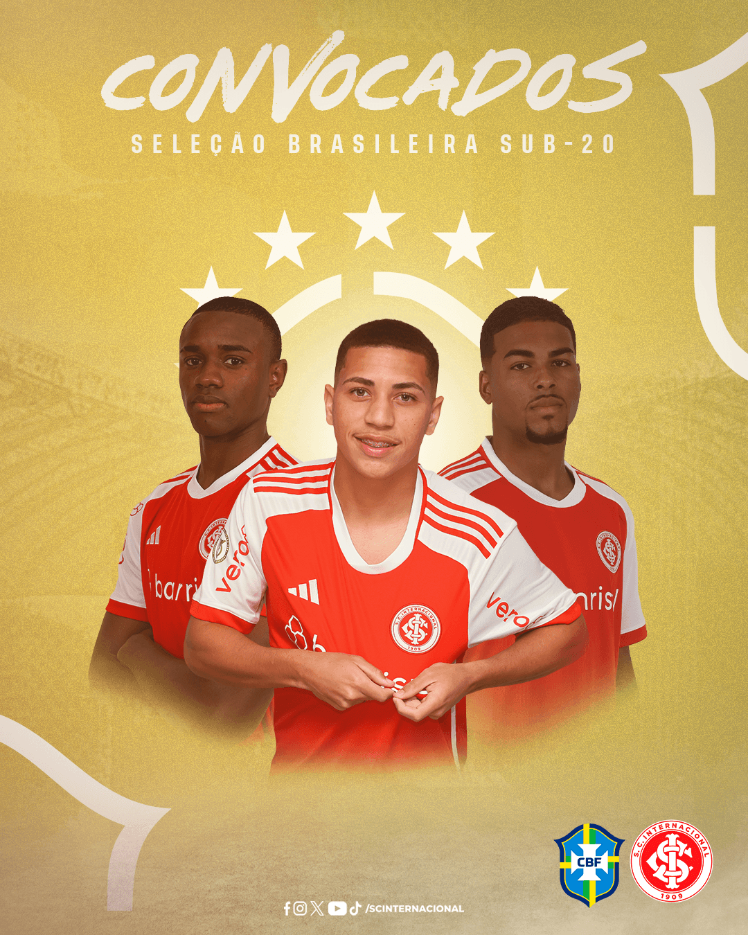 Gabriel Carvalho, Gustavo Prado e Ricardo Mathias são convocados para o Sul-Americano Sub-20