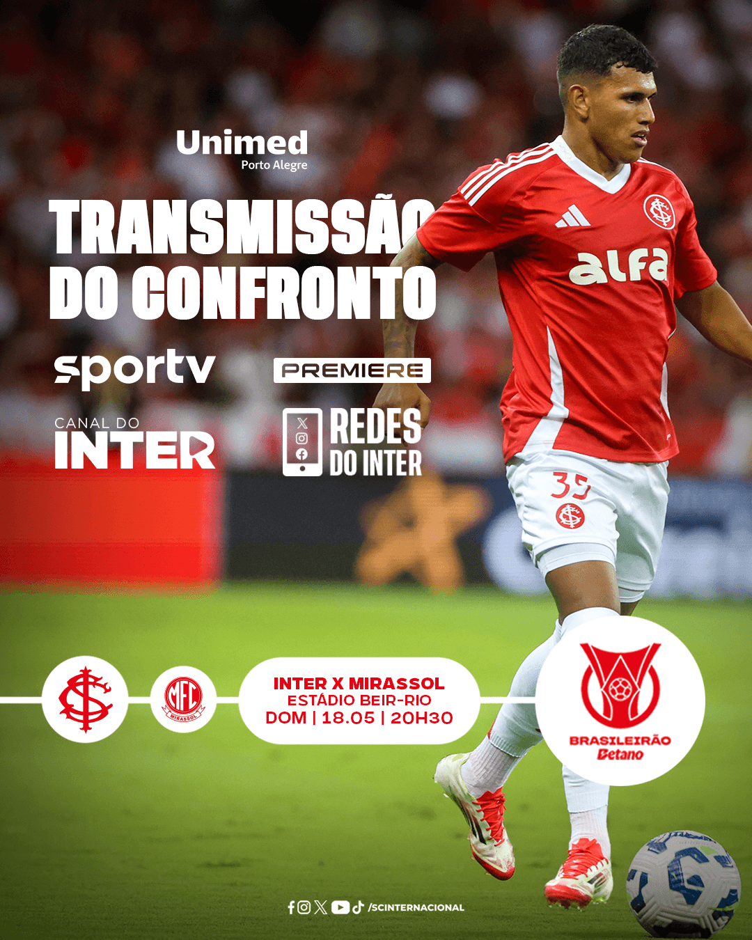 Onde assistir a Inter x Mirassol pelo Brasileirão